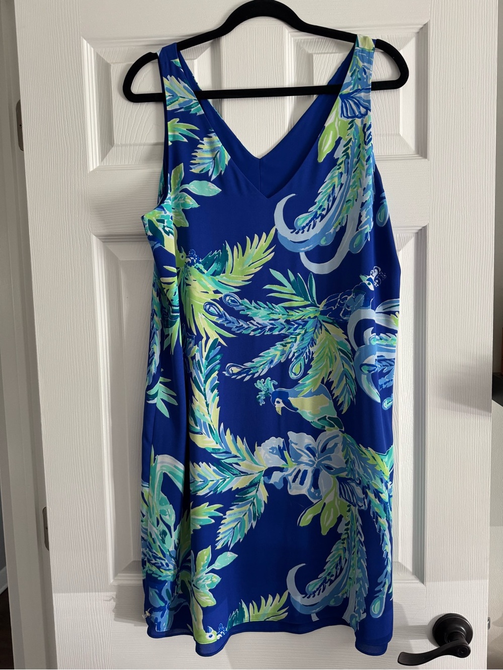 Lilly Pulitzer Blue Tropical Print V-Neck Shift Dress